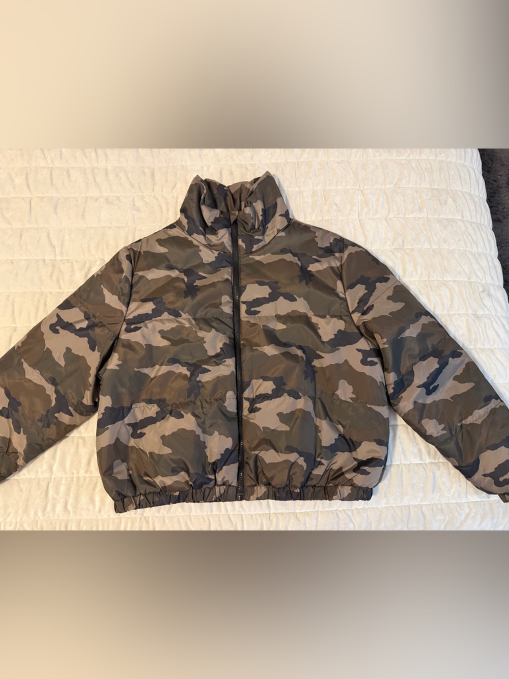 wild fable Camo Puffer Bomber Jacket - Olive, Khaki, Black